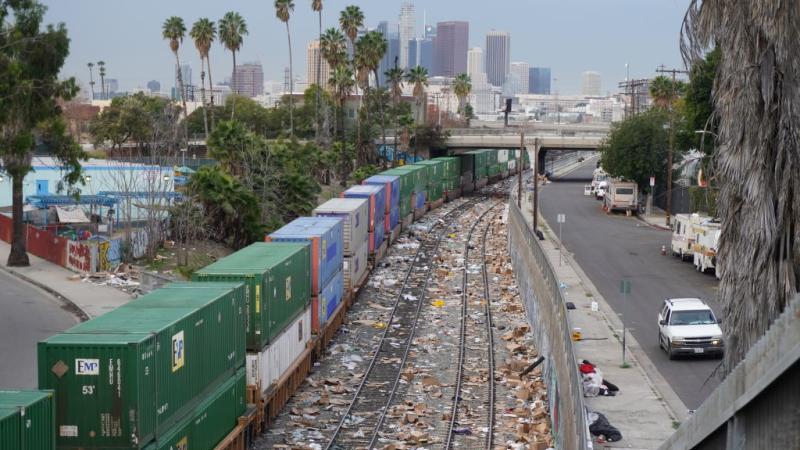 Shredded boxes from looted traincars, Los Angeles, Jan. 15