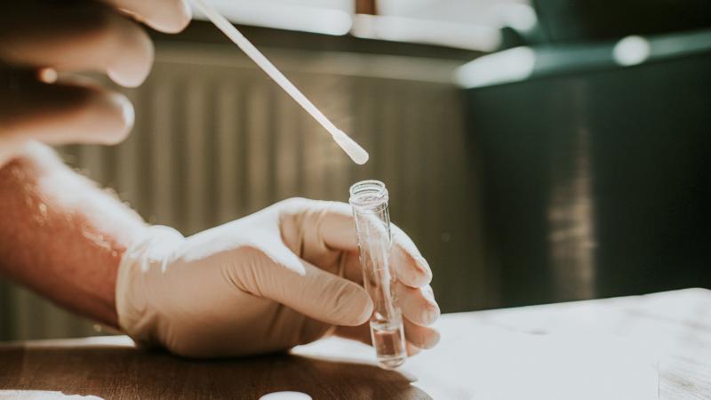 An at-home COVID test.