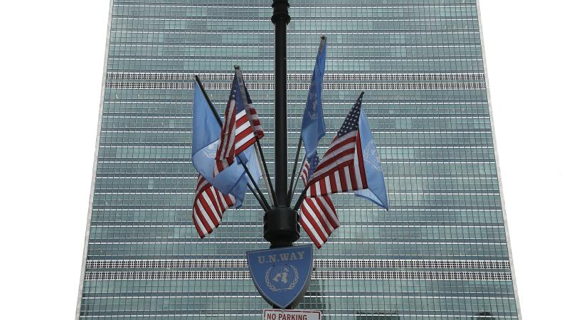 The United Nations Building is seen on the East Side of Manhattan on October 07, 2020 in New York City.