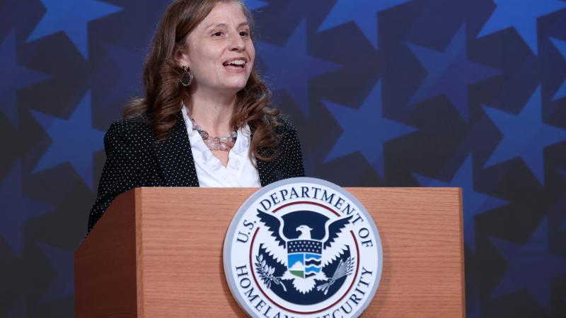 U.S. Citizenship and Immigration Services Director Ur M. Jaddou delivers remarks during a naturalization ceremony for active duty members of the U.S. military at USCIS headquarters on November 09, 2021 in Camp Springs, Maryland.