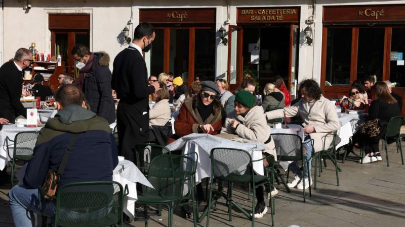 Tourists in Venice, Italy, March 12, 2022