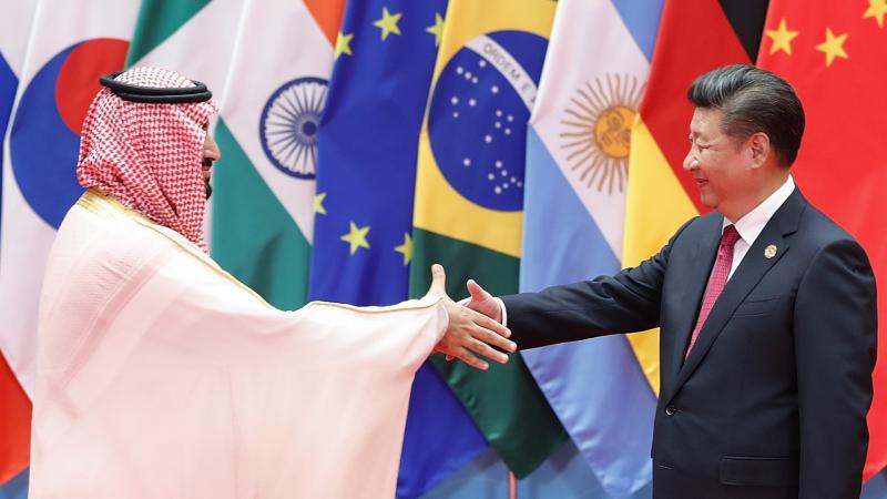 Chinese President Xi Jinping (right), Saudi Arabian Crown Prince Mohammed bin Salman, Hangzhou, China, Sept. 4, 2016