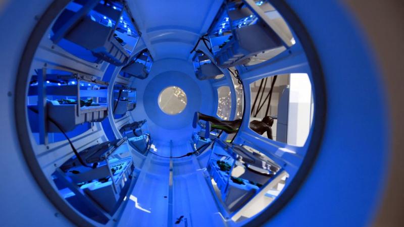 A scale model of part of an Orbital Reef station