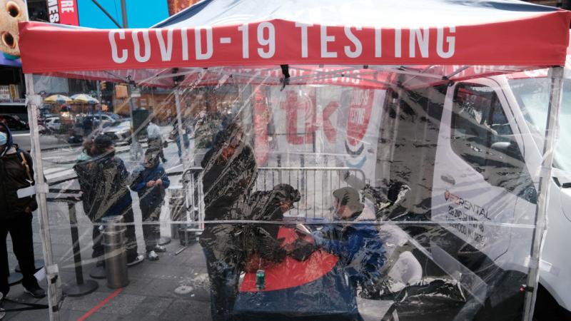 COVID testing in Times Square, New York, Apr. 27, 2022
