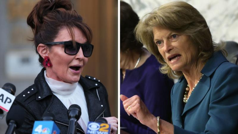 R: Sarah Palin, New York City, Feb. 14, 2022; L: Lisa Murkowski, Washington, DC., May 12, 2021