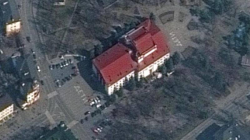 Mariupol theater satellite image, Ukraine
