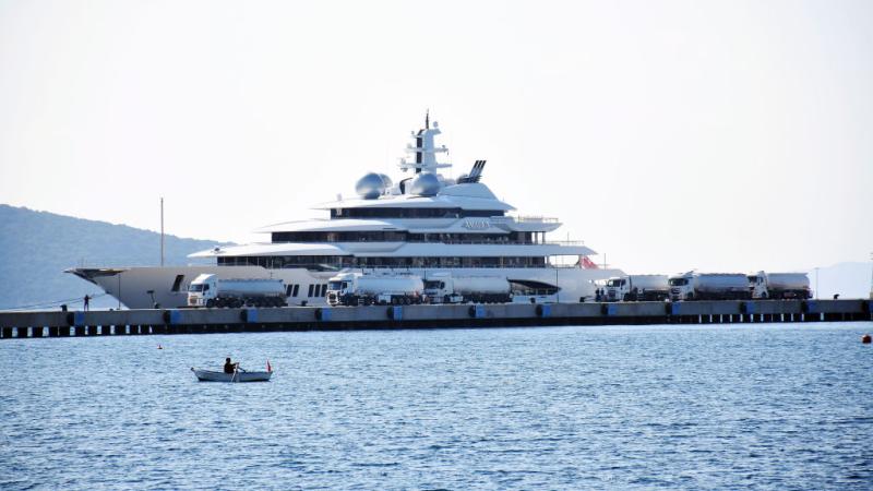 The 106m-long and 18m-high super luxury motor yacht Amadea, one of the largest yachts in the world