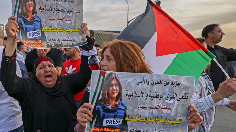 Protest for Al Jazeera reporter Shireen Abu Akleh, Jerusalem, May 11, 2022