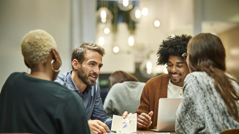 People talking during a meeting
