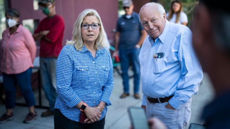 Liz Cheney with her father Dick Cheney in Wyoming, Aug. 16