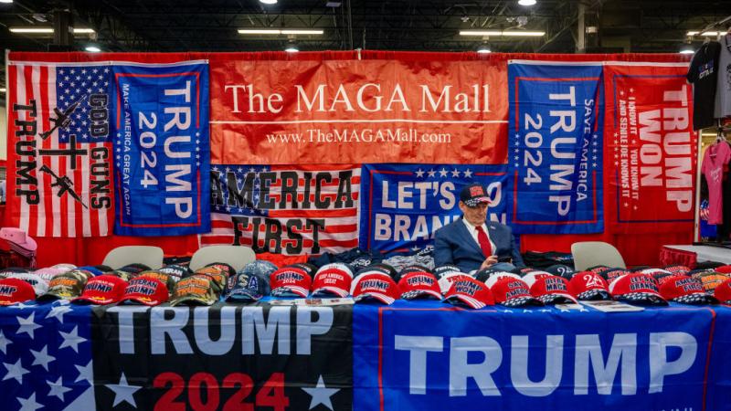 Trump merchandise at CPAC Dallas, Aug. 2022