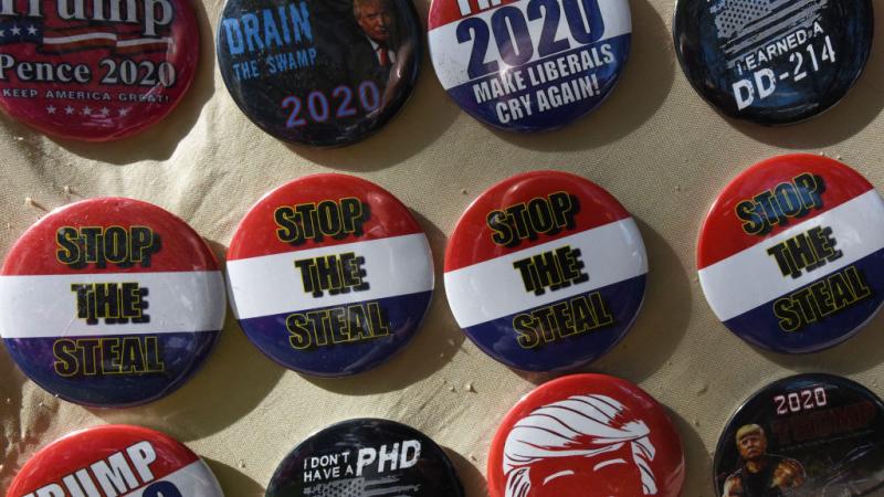 A lineup of "Stop the Steal" button