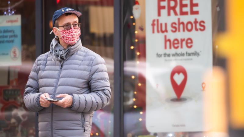 Signs for flu shots in New York City, 2020