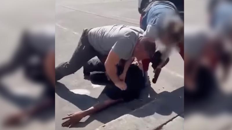 A still from footage of the fight