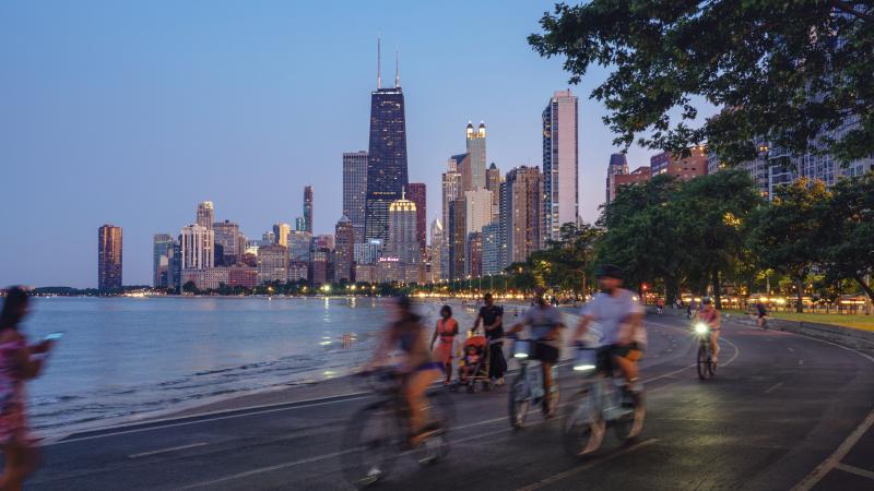 Cyclists in Chicago, Illinois