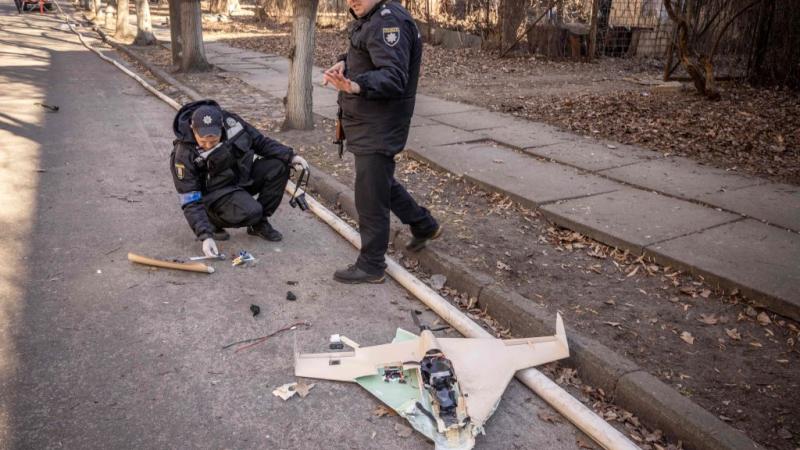 Ukraine officers, drone, Kyiv, March 22, 2022