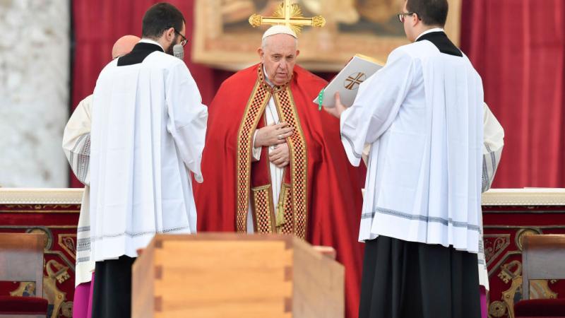 Pope Francis at Benedict's funeral, Jan. 5, 2023, Vatican City