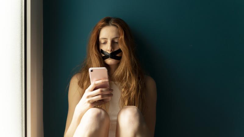 Censorship, tape, phone