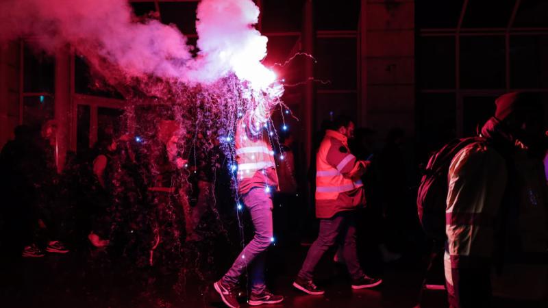 A protester in Paris, France, Jan. 19