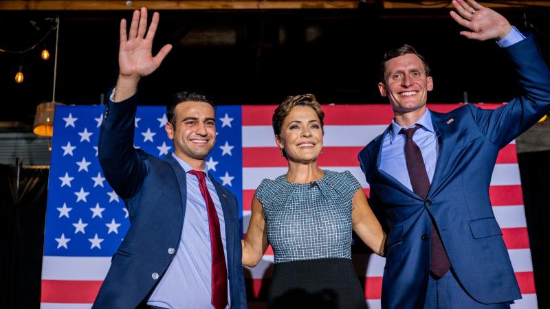 Republican candidate for state attorney general Abraham Hamadeh, Republican gubernatorial candidate Kari Lake, and Republican U.S. senatorial candidate Blake Masters