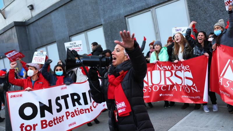 Nurses strike, New York City, Jan. 9, 2023