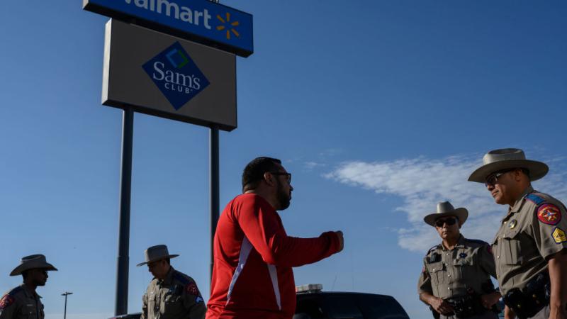 A scene outside the El Paso Walmart, Aug. 2019