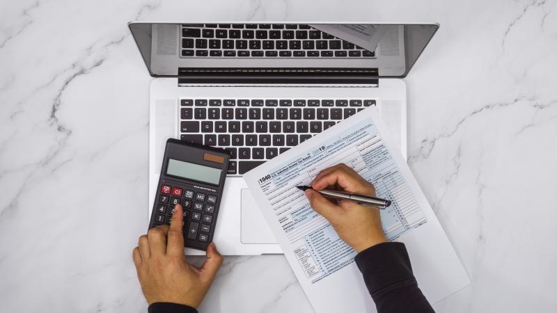 Taxes, IRS, laptop, stock photo