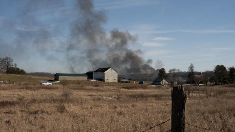 Smoke from the crash site near East Palestine, Feb. 4