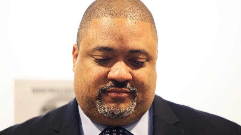 Manhattan District Attorney Alvin Bragg speaks at a press conference after the sentencing hearing of the Trump Organization at the New York Supreme Court on January 13, 2023 in New York City.