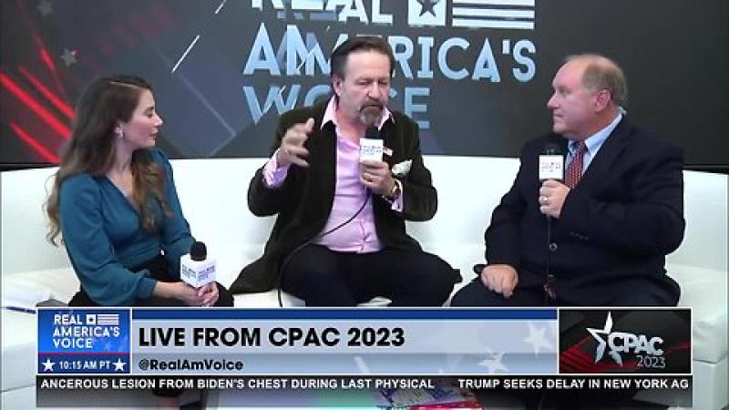 Seb Gorka at CPAC 2023 with John Solomon and Amanda Head