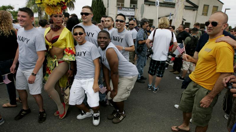 U.S. soldiers with drag queen