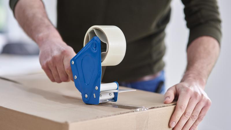Man moving, box, stock photo