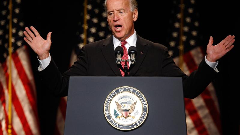 U.S. Vice President Joseph Biden addresses the National Association of Insurance Commissioners at a hotel September 22, 2009 in the National Harbor in Maryland.