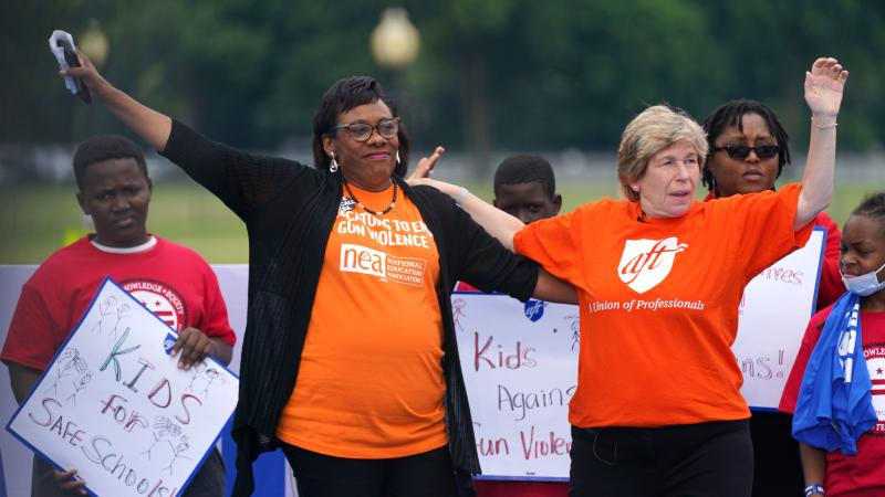 Becky Pringle, Randi Weingarten, June 11, 2022, Washington, D.C.