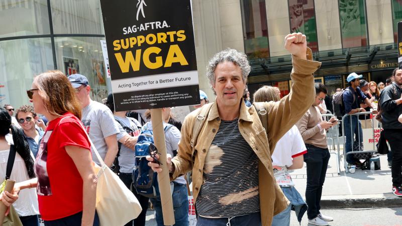 Mark Ruffalo at a protest in New York City