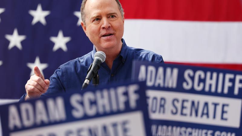 Adam Schiff campaigning for senate