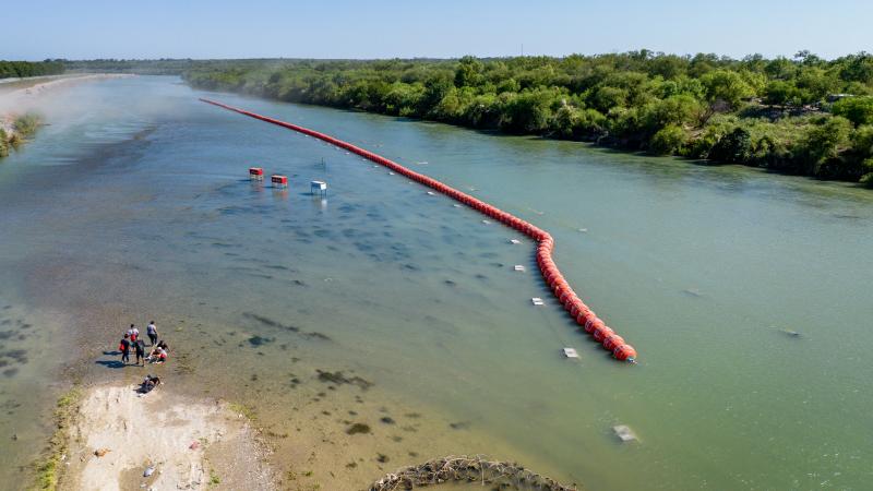 Buoys floating in the Rio Grande