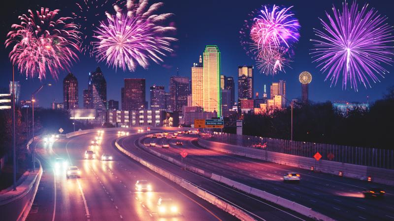 Fireworks for a national holiday in Dallas