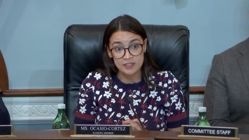 Congresswoman Alexandria Ocasio-Cortez (D-NY) speaks at a legislative Energy and Mineral Resources Subcommitte hearing