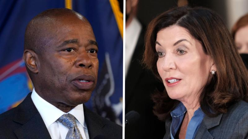 L: Eric Adams, Aug. 2022, R: Kathy Hochul, Jan. 6, 2022