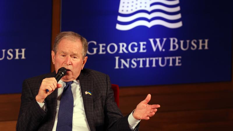 Former President George W. Bush speaks during the Struggle for Freedom Conference at George W. Bush Presidential Center on November 16, 2022 in Dallas, Texas.
