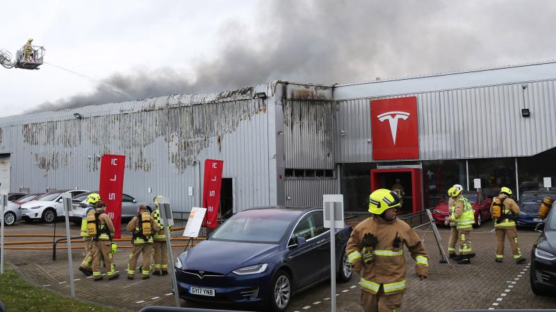 Tesla dealership fire, March 2, 2019, West Sussex, England