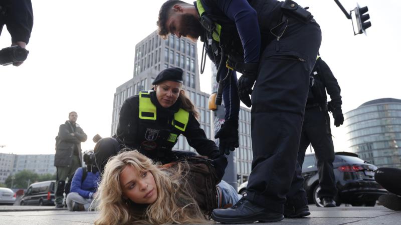 Last Generation climate protester, Oct. 06, 2023, Berlin