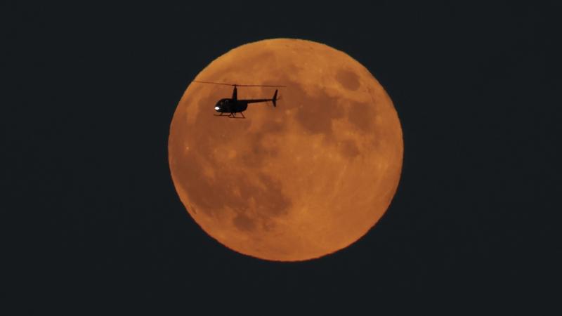 Helicopter, moon, Oct. 28, 2023, Jersey City, N.J.