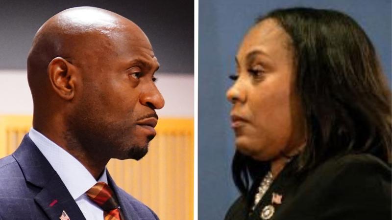 L: Nathan Wade, Dec. 1, 2023, R: Fani Willis, Aug. 14, 2023, Atlanta, Ga.