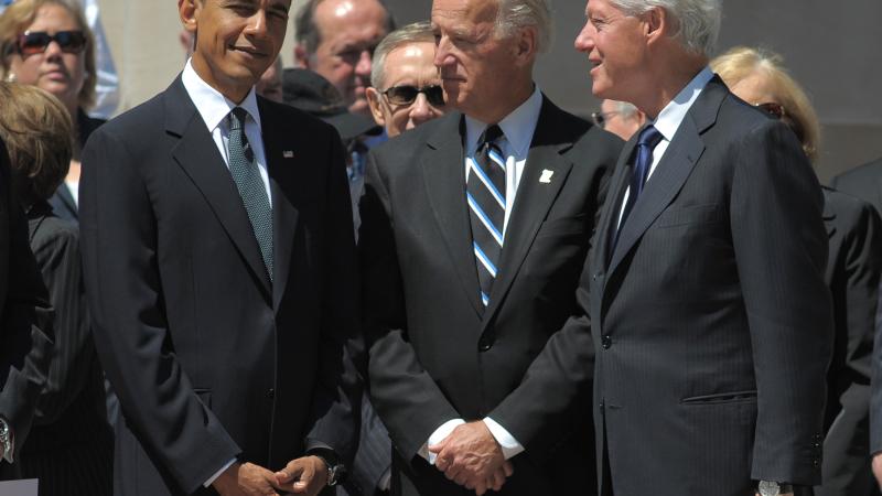 Barack Obama, Joe Biden, Bill Clinton, July 2, 2010, Charleston, W.Va.
