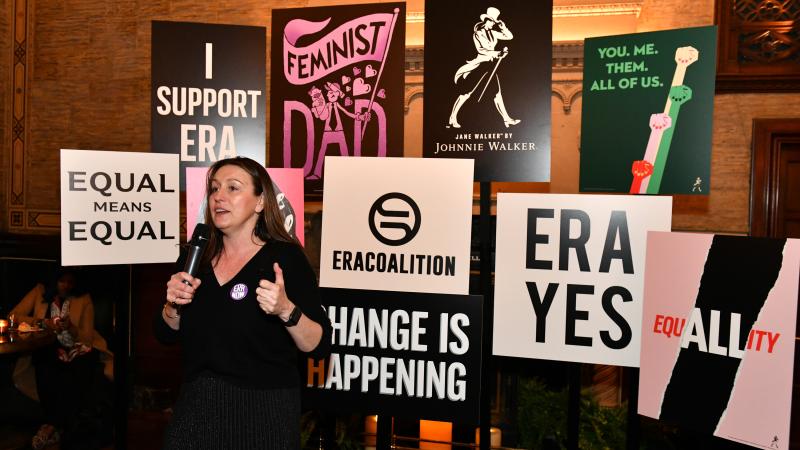 Sophie Kelly speaks during the Jane Walker by Johnnie Walker Equal Rights Amendment Celebration with The ERA Coalition at The Campbell Bar on March 10, 2020 in New York City.