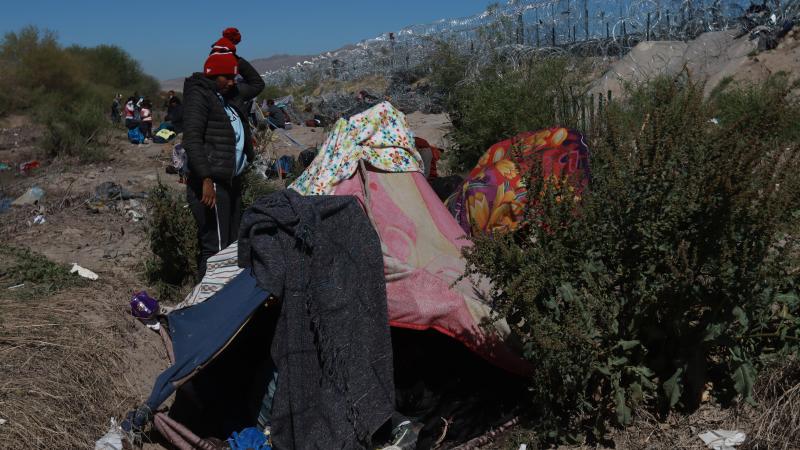 Migrant tent, border, Ciudad Juarez, Mexico, March 28, 2024