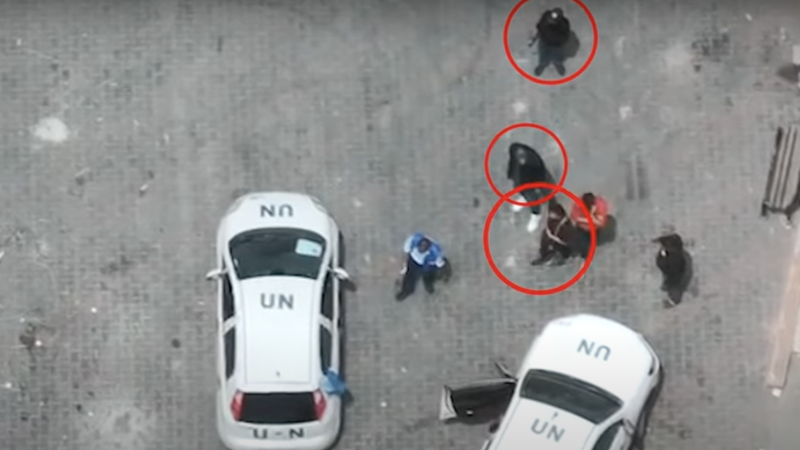 Armed men, United Nations vehicles, Gaza, May 14, 2024