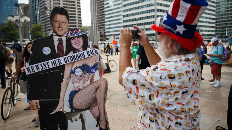 Cutout of Monica Lewinsky with President Clinton